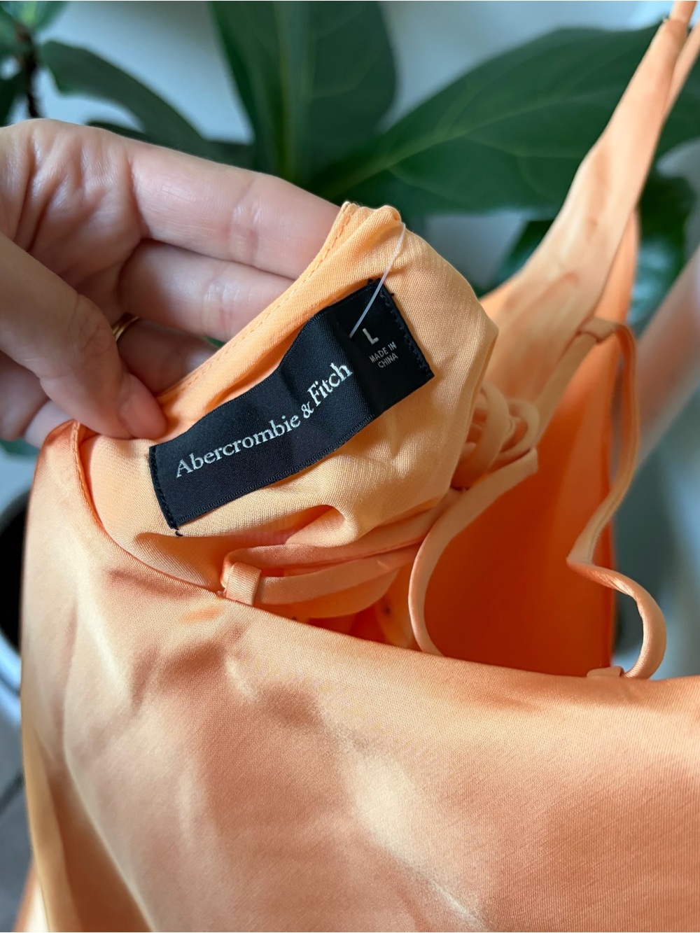 Abercrombie & Fitch Orange Satin Slip Midi Dress - Picture 5 of 6